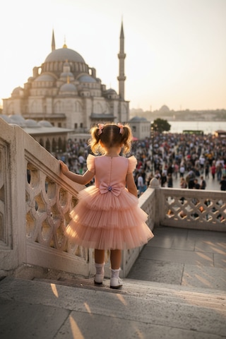 Dide Kids Dide Kız Çocuk Kesme Dantelli Somon Şık Abiye Elbise