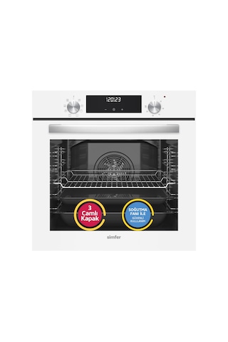 Simfer 8209 9 Fonksiyon QS Beyaz Cam Ankastre Fırın Power Turbo Dijital