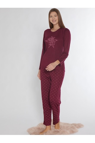 Uzun Kol Pijama Takımı Viskon Alperi 790-85 Bordo