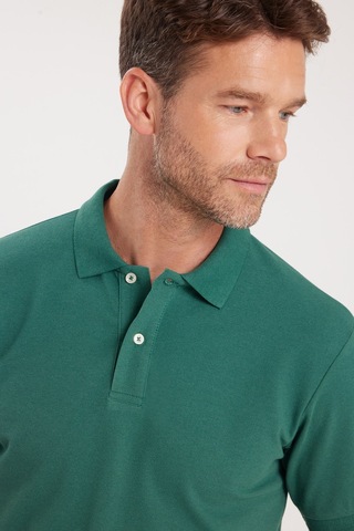 Tudors Erkek Slim Fit Dar Kesim Premium Seri %100 Pamuk Yumuşak Dokulu Merserize Yeşil Polo Yaka Tişört -50909