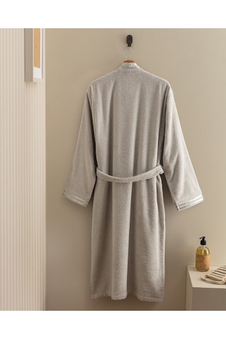 Madame Coco Maynor %100 Pamuk Floşlu Unisex Bornoz - Açık Gri 8684427306000 Çok Renkli