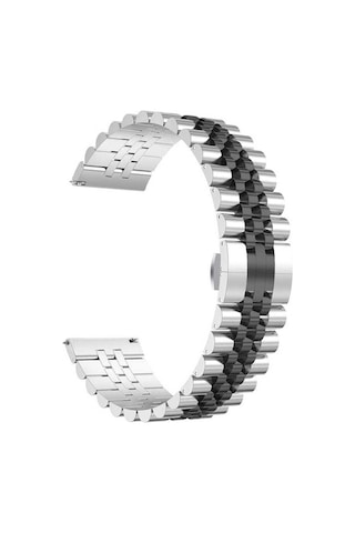 Galaxy Watch 42mm Uyumlu Krd-36 20mm Metal Zore Kordon-gümüş-siyah