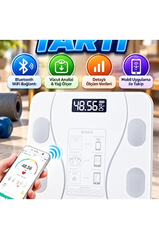 Akıllı Bluetooth Wifi Dijital Vücut Analiz Baskülü Yağ Ölçer Elektronik Tartı