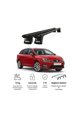 Trio-ıı Seat İbiza Kombi 2015 Ve Sonrası Uyumlu Siyah Kilitli Ara Atkı 120cm Port Bagaj Tavan Barı