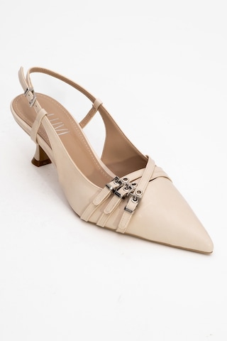 Luvishoes Luvi Shoes Woss Bej Cilt Kemer Detaylı Kadın Topuklu Ayakkabı BEJ CILT Bej