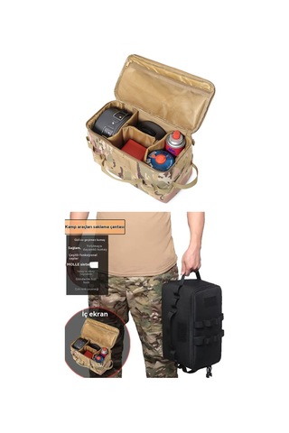 Açık Hava Kamp Pikniği Katlanabilir Taşınabilir Alet Saklama Çantası Siyah Piton