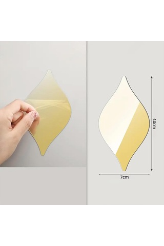 Su Damlası Pleksi Ayna 14x7cm 5 Adet - Gold Gold