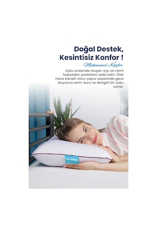 Viscofoam Air Terapi Hava Kanallı Ortopedik Yastık Visco Yastık Mor 60x40x16cm