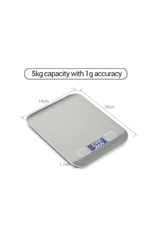 Ximistore9 "mini Hassas Mutfak Terazisi - 5kg Kapasiteli, Usb Şarjlı, Çoklu Ölçüm G/ml/oz/lb " Gümüş