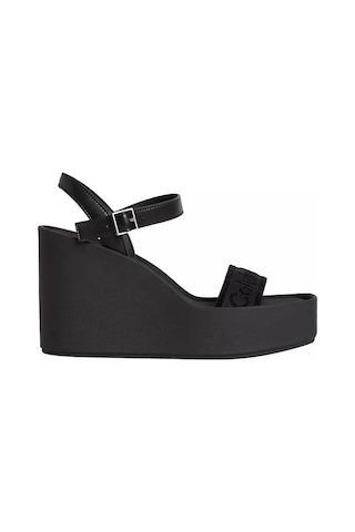 Calvin Klein Kadın Wedge Bantlı Deri Sandalet-14756 Siyah