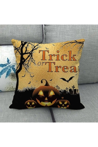 1 Adet Cadılar Bayramı Keten Şifreli Keten Yastık Kılıfı Minder Ö Diğer