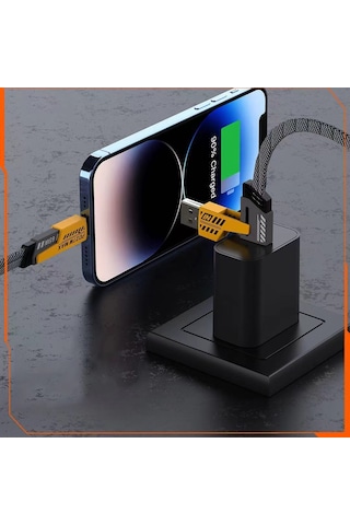 65w Çok Hızlı Kopmaz 4 Başlıklı Altın Uç Hızlı Şarj Kablosu Tüm Telefon Tabletler İçin Uyumlu