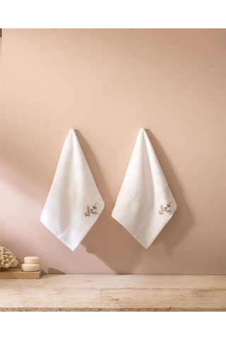 Opal Nakışlı %100 Pamuk 2'li El Havlusu - Beyaz - 30x45 Cm 8684427212257 Beyaz