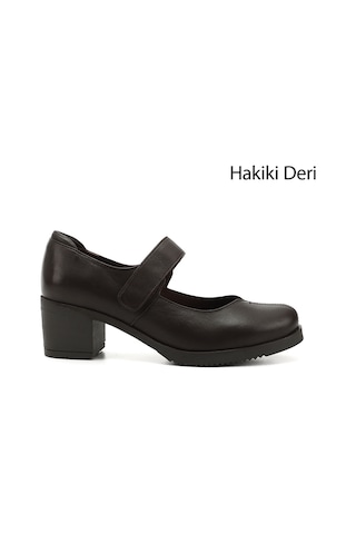 Gönderi(R) Gönderi R Kahve Antik Kalın Topuklu Mary Jane Hakiki Deri Ayakkabı Kahve