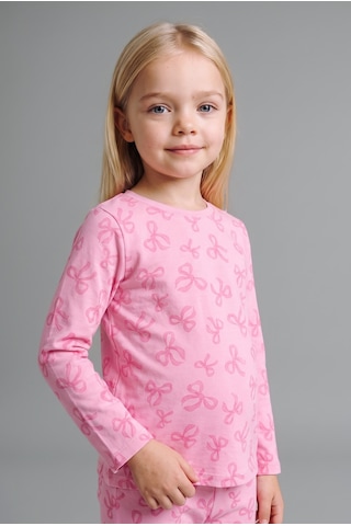 Defacto Uzun Kollu Üst Lastikli Paça Alt Fiyonk Desenli 2li Pijama Takımı Kız Bebek I3904a526auer105 Ekru-er105