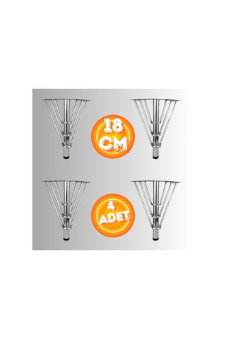 18 Cm Metal 3 Telli Koltuk Ayağı Mobilya Ayağı Ünite Ayağı Konsol Ayağı Puf Berjer Ayağı 4 Adet Krom