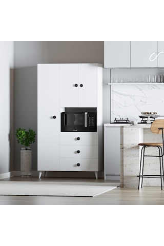 Çok Amaçlı Mutfak Mikrodalga Fırın Dolabı Beyaz