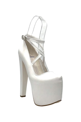 Kindep Yüksek Topuklu 18 Cm Platform 7 Cm Kadın Ayakkabı Beyaz Beyaz