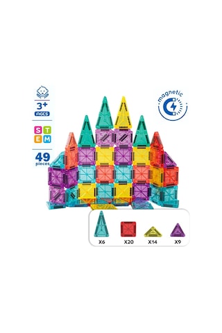 Seyahat Tipi Metal Kutulu Mini Magnetic Yapı Blokları 3d Puzzle 49 Parça