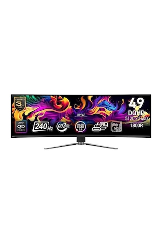 MSI MPG 491CQPX QD-OLED 49 5120x1440 240Hz 0.03 ms HDMI DP Type-C True Black 400 1800R Curved OLED Gaming Monitor