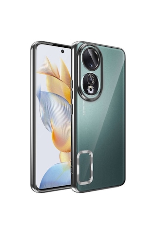 Honor 90 Kılıf Kamera Korumalı Logo Gösteren Zore Omega Kapak Siyah