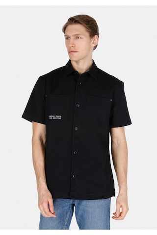 Colin's Colins Comfort Fit Shirt Neck Düz Erkek Siyah Kısa Kol Gömlek Cl1073361 Q1.v1 Blk