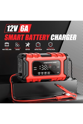 Araç Akü Şarj Cihazı, 12 V Otomotiv, 6 Amper, Tam Otomatik Akıllı Şarj Cihazı, Damlama Şarj Cihazı Ve Bakım C