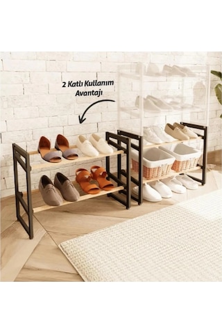 4 Katlı Ahşap Ayakkabılık Ahşap