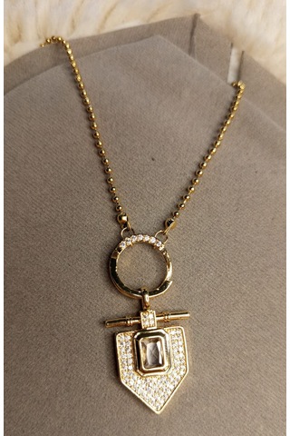 Beren Aksesuar Stainless Steel Serenay Leyla Çelik Kolye Gold