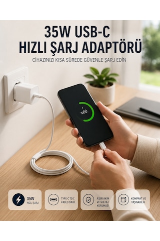 To C Kablolu 35w Hızlı Başlığı Set