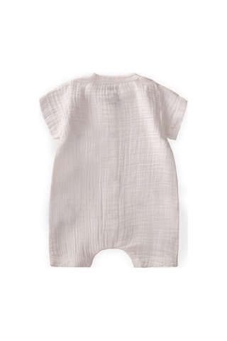 Cigit Zebra Nakışlı Müslin Şort Tulum 0-3 Yaş Ekru Ekru