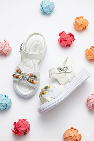 N Moda Çocuk Sandalet ,bebek Sandalet , Düğün Ayakkabısı , Kaydırmaz Yazlık Şık Çocuk Ayakkabısı Beyaz