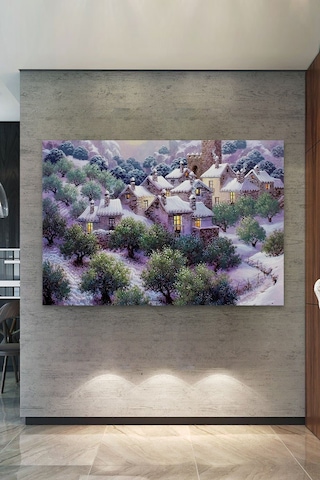 Kış Kar Köy ve Yaşam Hikaye Yaşam Kanvas Tablo 30 x 20