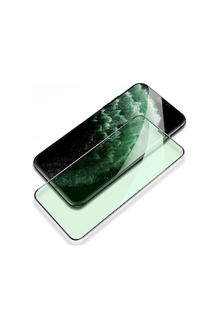 Apple Uyumlu iPhone 11 Pro Max Green Light Göz Korumalı Full Ekran Koruyucu Siyah
