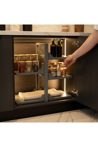 Hamton Versashelf Duo 35 Dolap İçi Organizer Raf - Antrasit Gri - 350 Cm Ko...