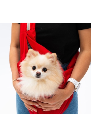 Pawstar Kırmızı Crossbody Küçük Irk Köpek Çapraz Taşıma Çantası