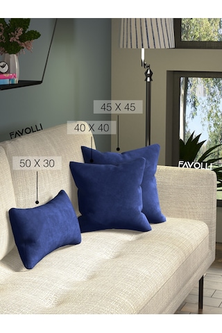 Kadife Dokulu Körfez Mavisi Kırlent Kılıfı Dream Serisi Punch Için Uygun Gizli Fermuar Körfez Mavisi