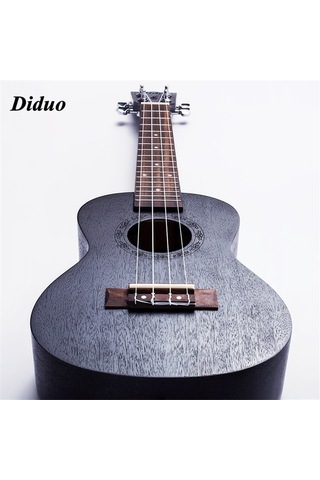 Masif Maun Ağaç Siyah Renk Tenör Boy Profesyonel Ukulele Gitar