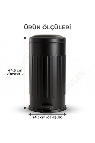16 Litre Vintage Metal Çıkarılabilir Kovalı Çöp Kovası Siyah