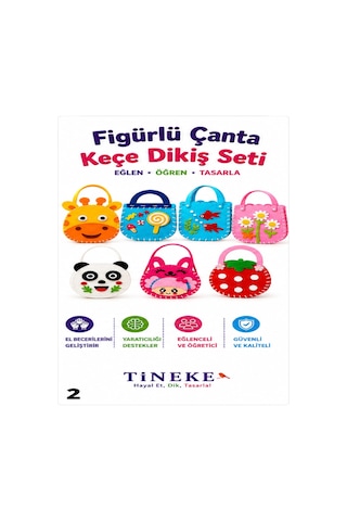Tineke Figürlü Keçe Dikiş Seti 7'li Kendin Yap Çanta Yapım Seti Eğitici Hobi Oyuncağı El Becerisi 6+