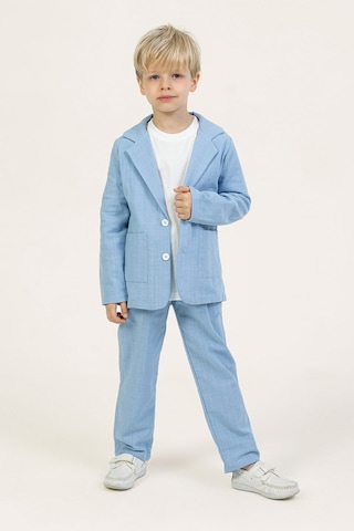 Dmb Boys & Girls Dmb Boys & Gırls Erkek Çocuk Beli Lastikli Ceket Pantolon T-shirt Kombinli Özel Gün Bayramlık 3'lü Erkek Çocuk Takım Mavi-2703