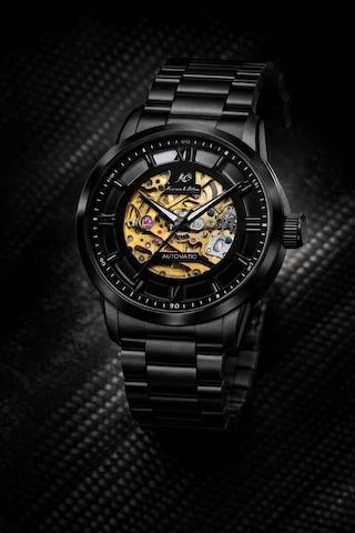 Kronen&söhne Mechanon Siyah Çelik Gold Skeleton Otomatik Mekanik Erkek Kol Saati Altın - Siyah