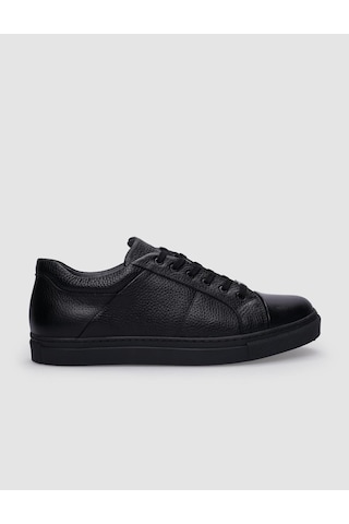 Cabani %100 Hakiki Deri Siyah Bağcıklı Erkek Sneaker Siyah