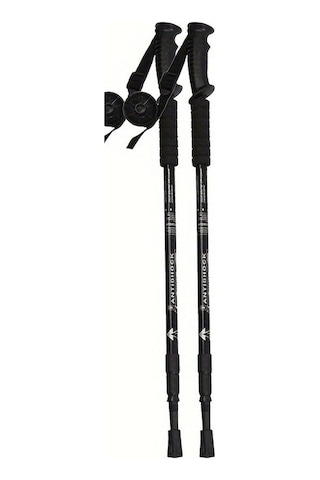 Novahub Antişok Teleskopik Trekking Çubuğu El Askılı Yürüyüş Yardımcısı Siyah Siyah