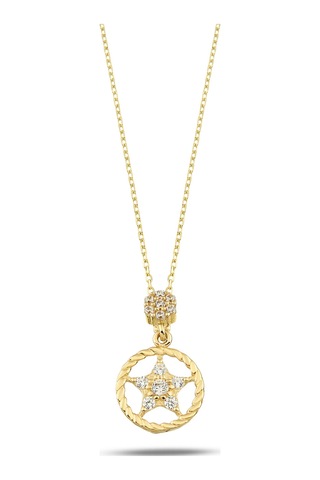 Debora Jewelry 14 Ayar Altın Yıldız Halka Detay Kolye