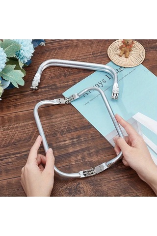 Fochsia 2 Adet 200 Mm Alüminyum El Sapı Gümüş Renk Dıy Çanta Kare El Çantası Çerçevesi 180x200x10 Mm