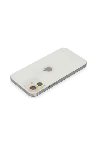 Mey İthalat iPhone Uyumlu 12 Mini Renkli Kamera Lens Koruma Cam - Sarı-turuncu