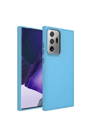 Galaxy Note 20 Ultra Uyumlu Metal Çerçeve Ve Buton Tasarımlı Silikon Zore Luna Kılıf-sierra Sierra Mavi