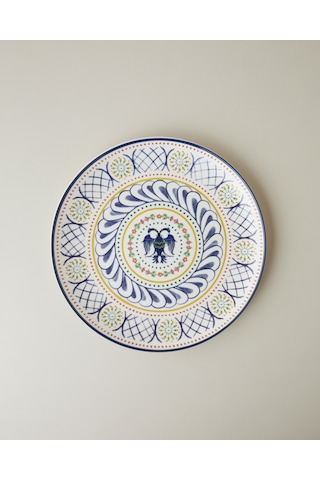English Home Fiesta Talavera Porselen Servis Tabağı 26 Cm Beyaz - Lacivert