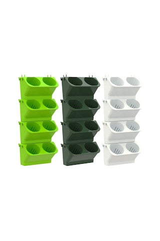 Sones İç Dekorasyon Bitki Duvar Saksı Oturma Odası Balkon Dikey Yeşil Dikim Kutusu Stereo Kombinasyon Duvar Askılı Saksı, Boyut: 24x14x57 Cm Beyaz